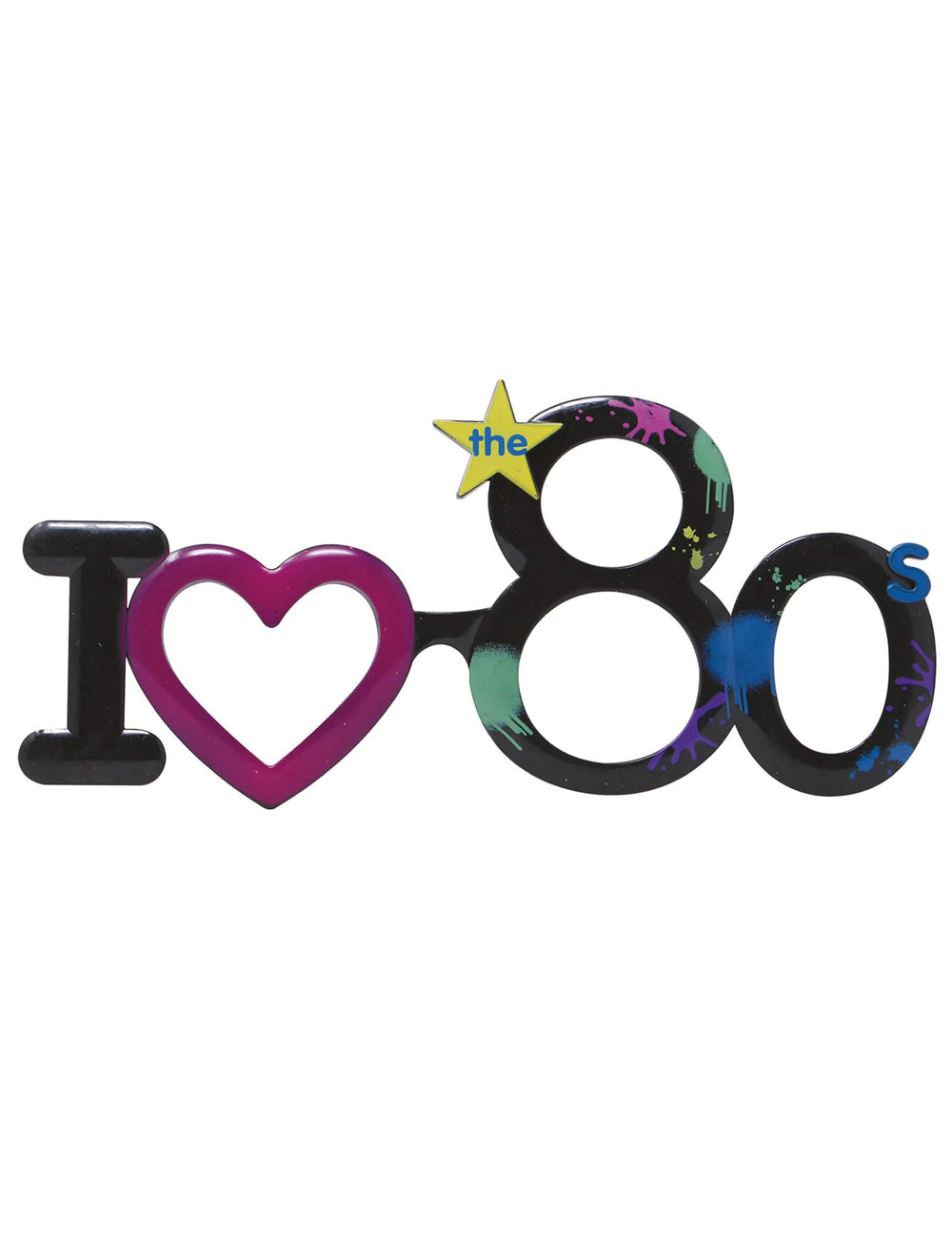 Edestäpäin kuvatut I love 80's -silmälasit aikuiset