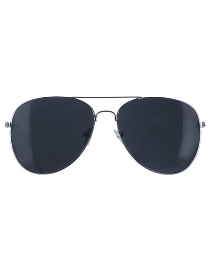 Lunettes noires d'aviateur contour argent adulte