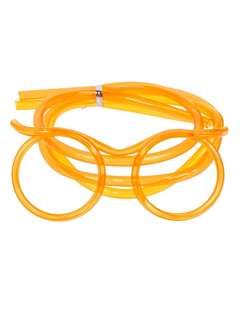 Vue de face de la variante orange des lunettes paille pour adulte