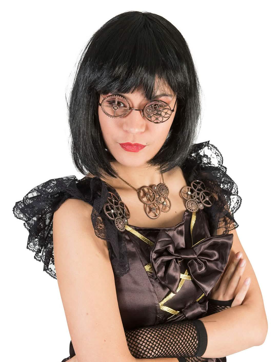 Pyöreät steampunk-silmälasit aikuiset pronssiset hammaspyörillä