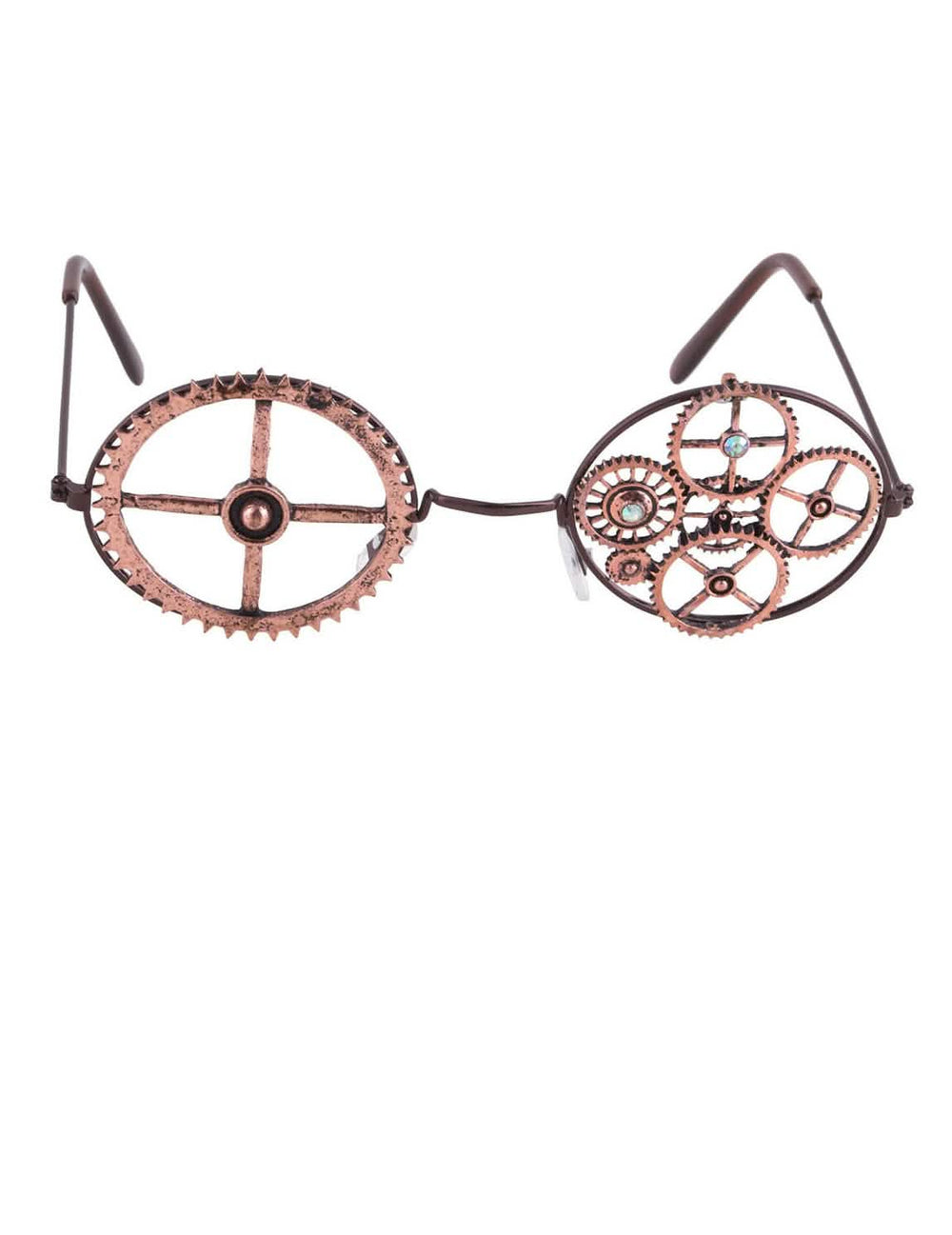 Pyöreiden steampunk-silmälasien etunäkymä