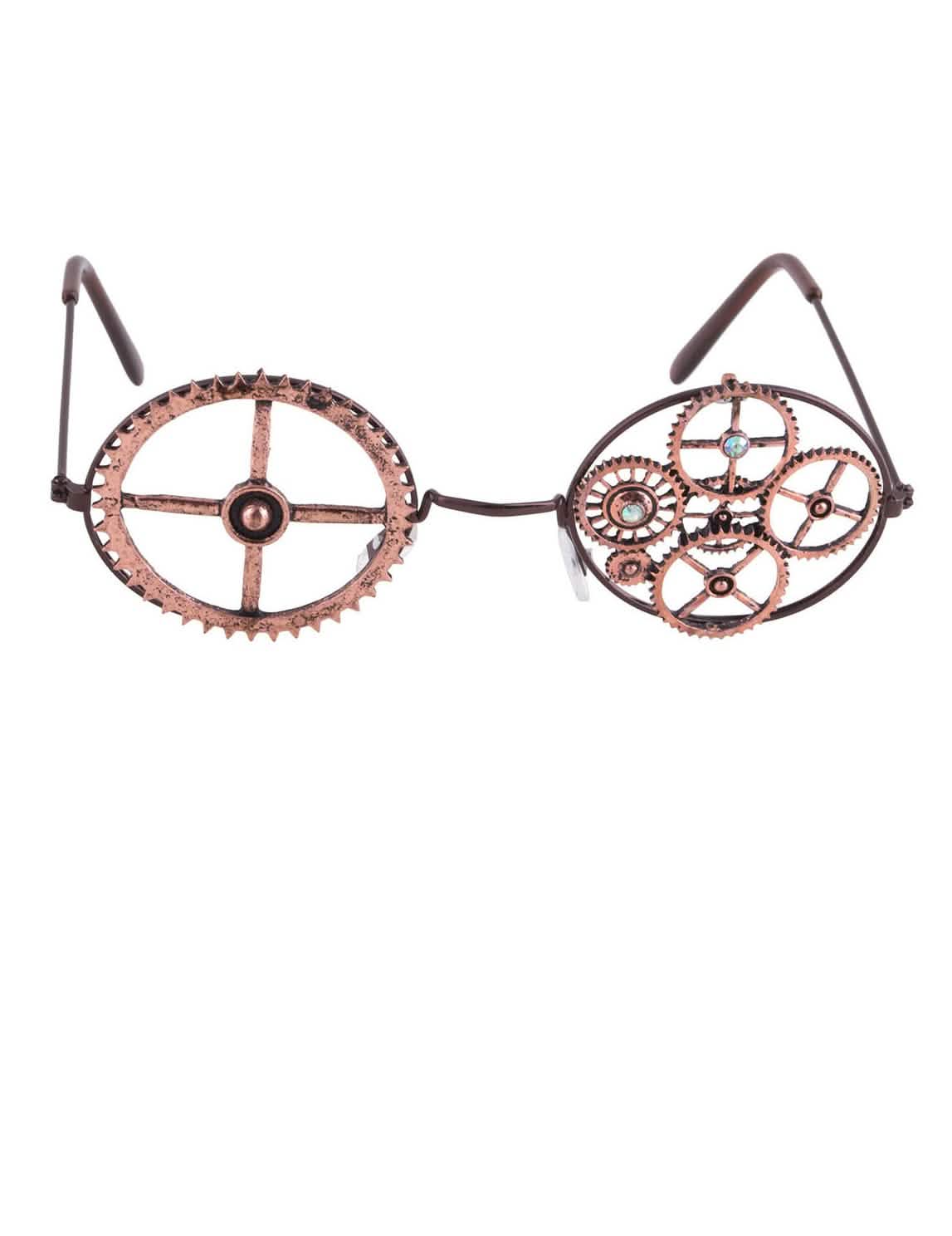 Pyöreiden steampunk-silmälasien etunäkymä