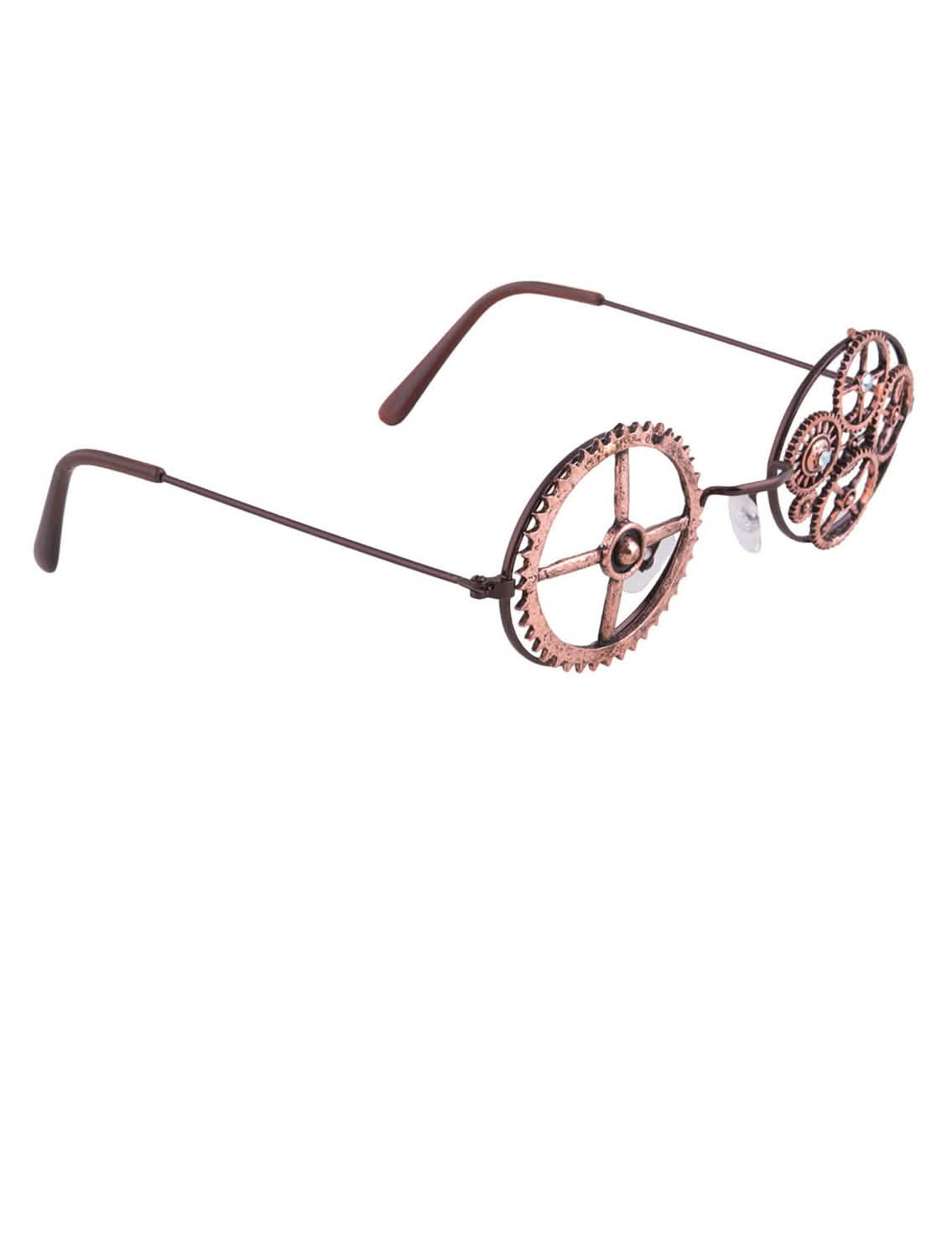 Pyöreiden steampunk-silmälasien sivuprofiili