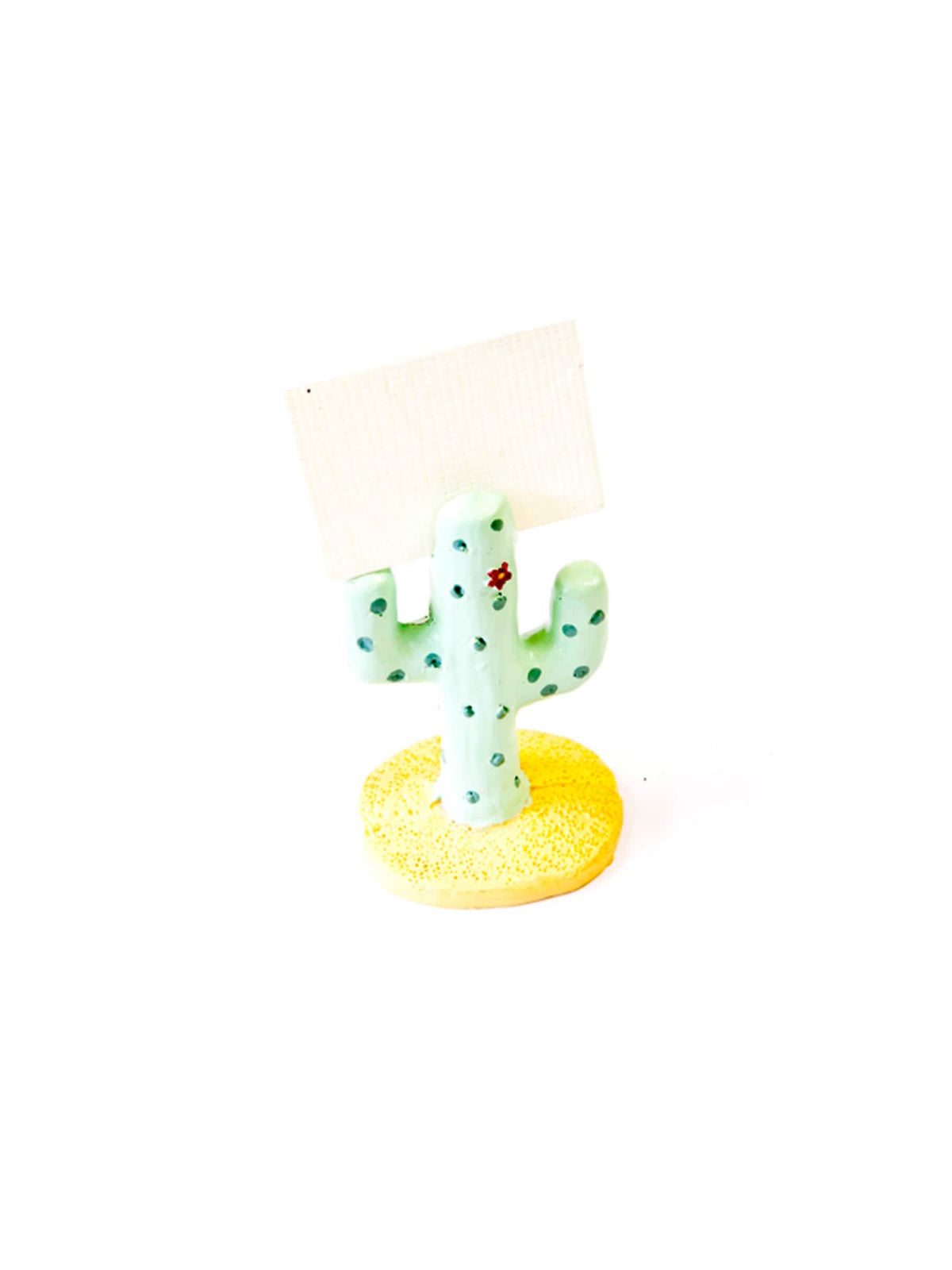 Marque place en résine cactus pour table mexicaine vert clair avec fleur rouge