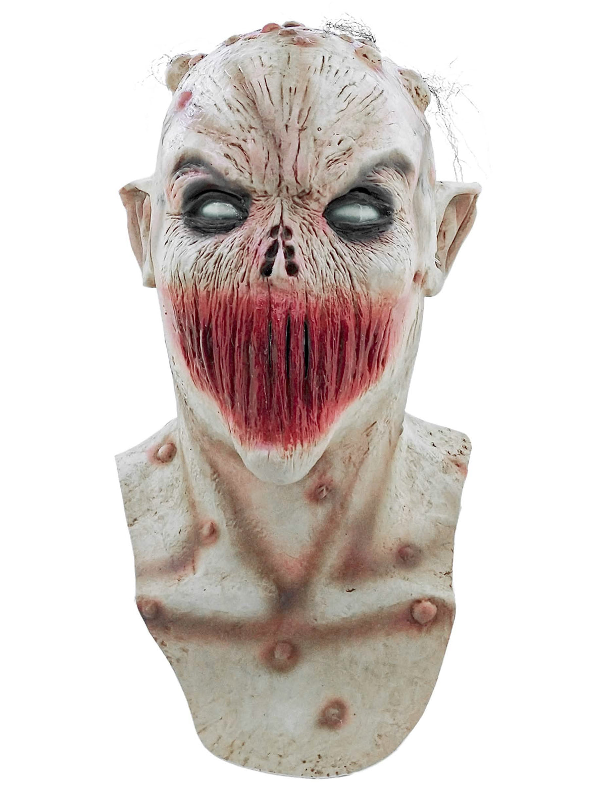 Vue de face du masque bouche cousue Halloween