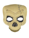 Masque de sorcier Dia de los muertos pour adulte beige avec cicatrices et motifs noirs