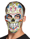 Masque dia de los muertos pour adulte blanc avec motifs colorés