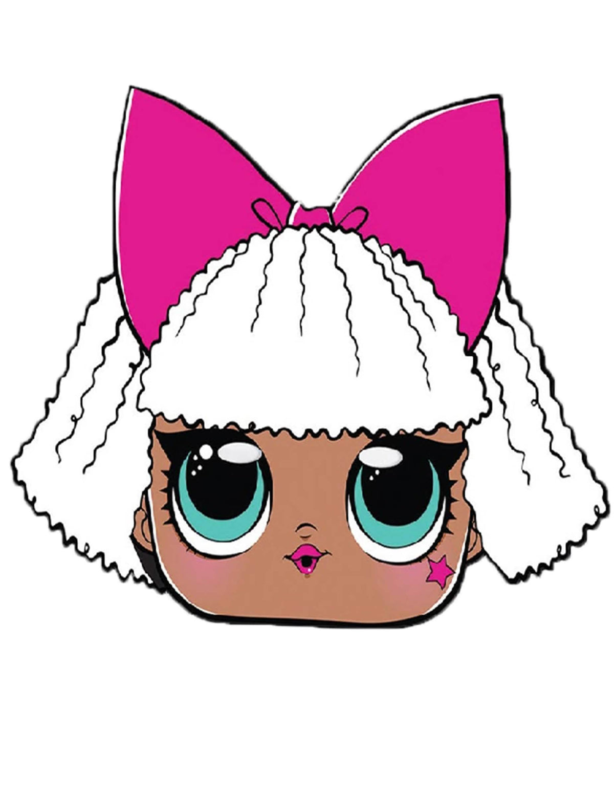 Masque en carton Diva LOL Surprise pour enfant blanc et rose avec noeud