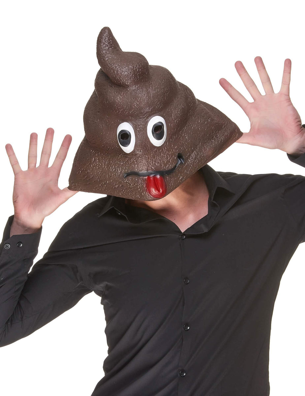 Vue de face du masque en latex Caca pour adulte