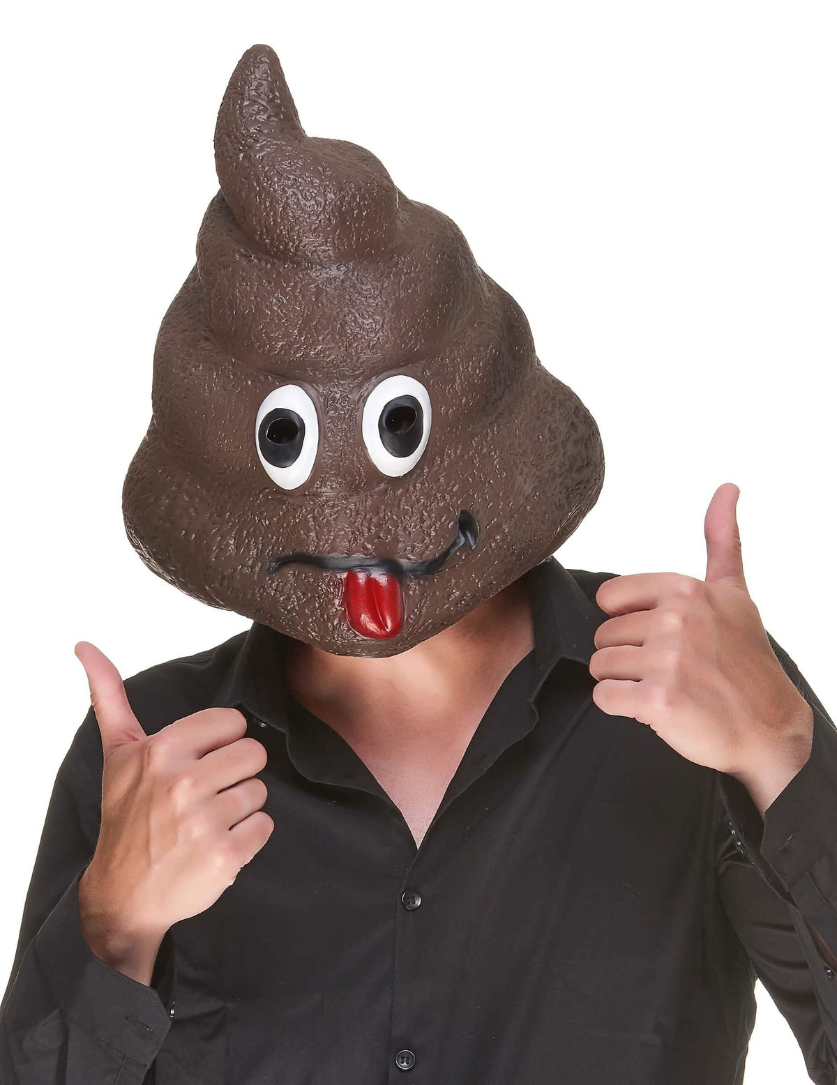 Masque en latex Caca pour adulte marron avec langue tirée