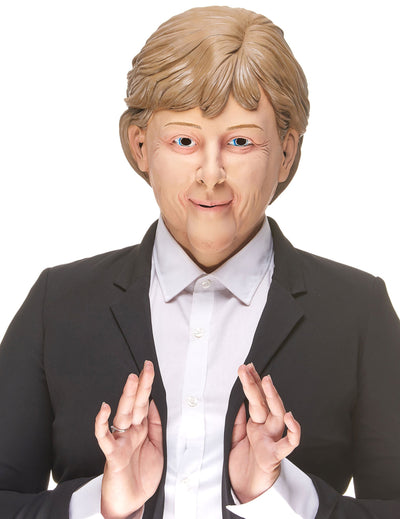 Masque humoristique en latex Angela pour adulte beige aux cheveux blonds