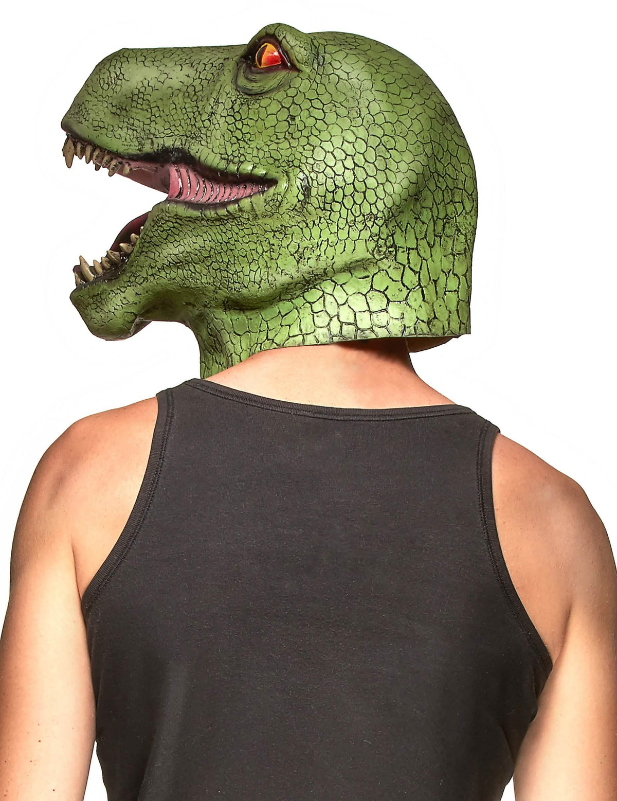 Sivuprofiili dinosauruslateksinaamarista