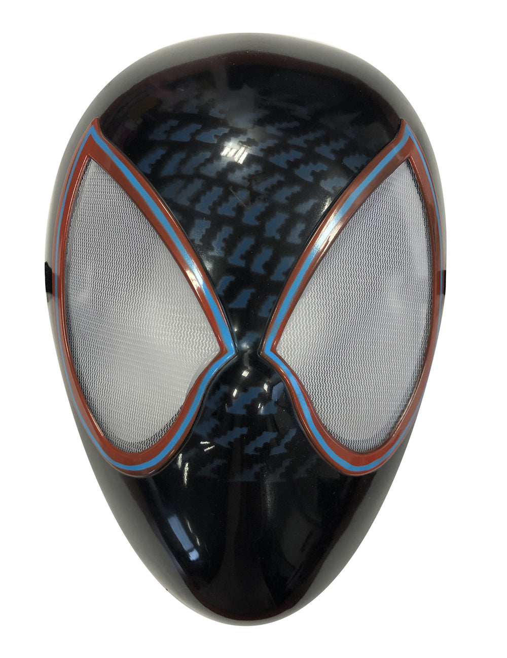 Masque Miles Morales Spiderman pour enfant noir avec contours des yeux rouges et bleus