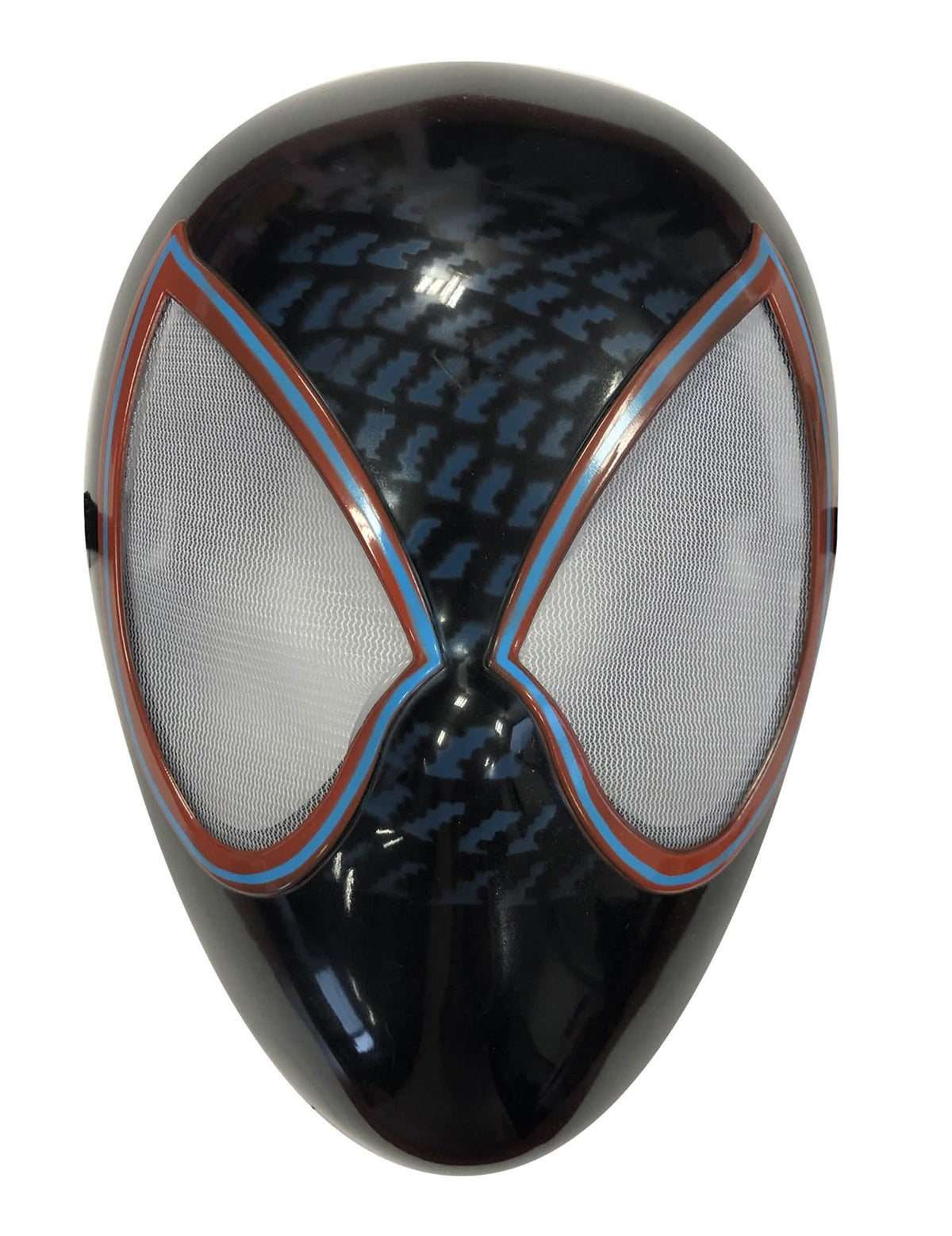 Masque Miles Morales Spiderman pour enfant noir avec contours des yeux rouges et bleus
