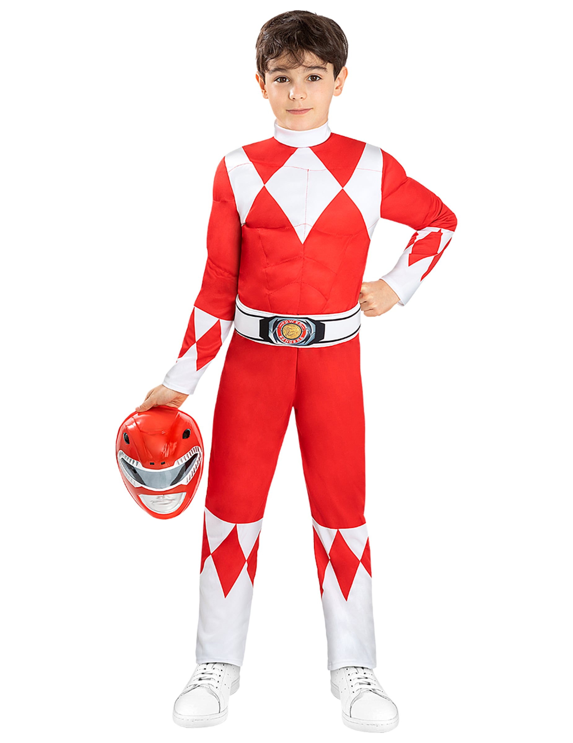 Vue d'ensemble du masque Power Ranger pour enfant rouge