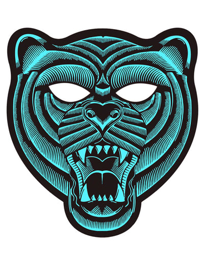 Masque tigre à LED réactives pour adulte bleu et noir