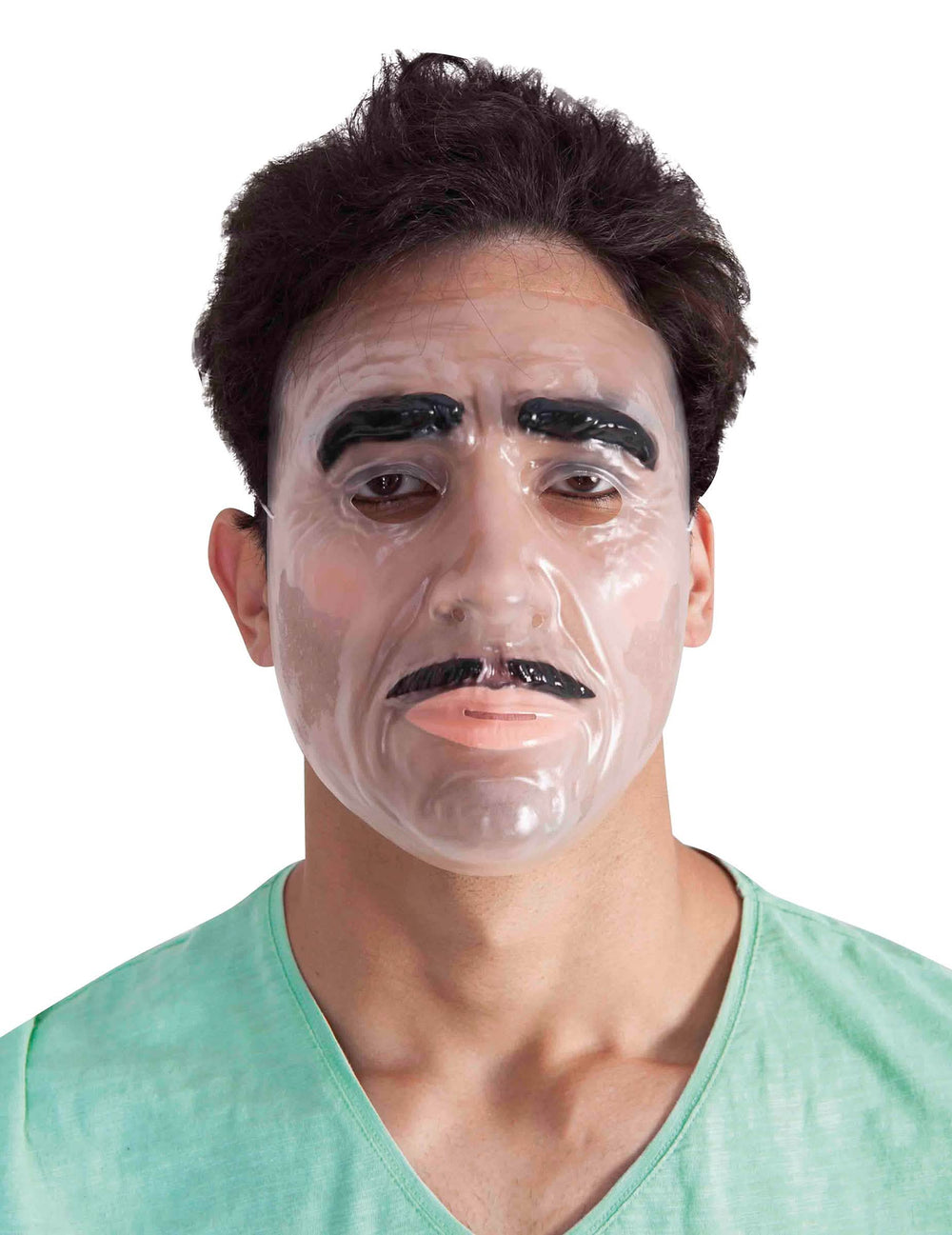 Masque transparent pour homme adulte avec sourcils et moustache noirs