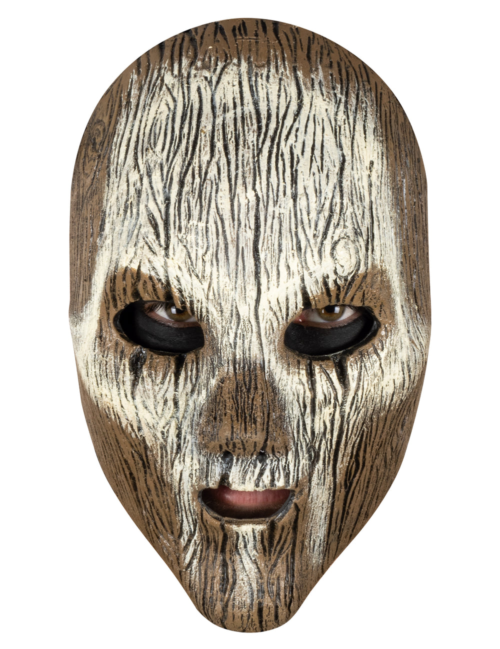 Masque vaudou pour adulte effet bois marron et blanc