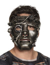 Masque visage Steampunk pour adulte chromé avec détails mécaniques