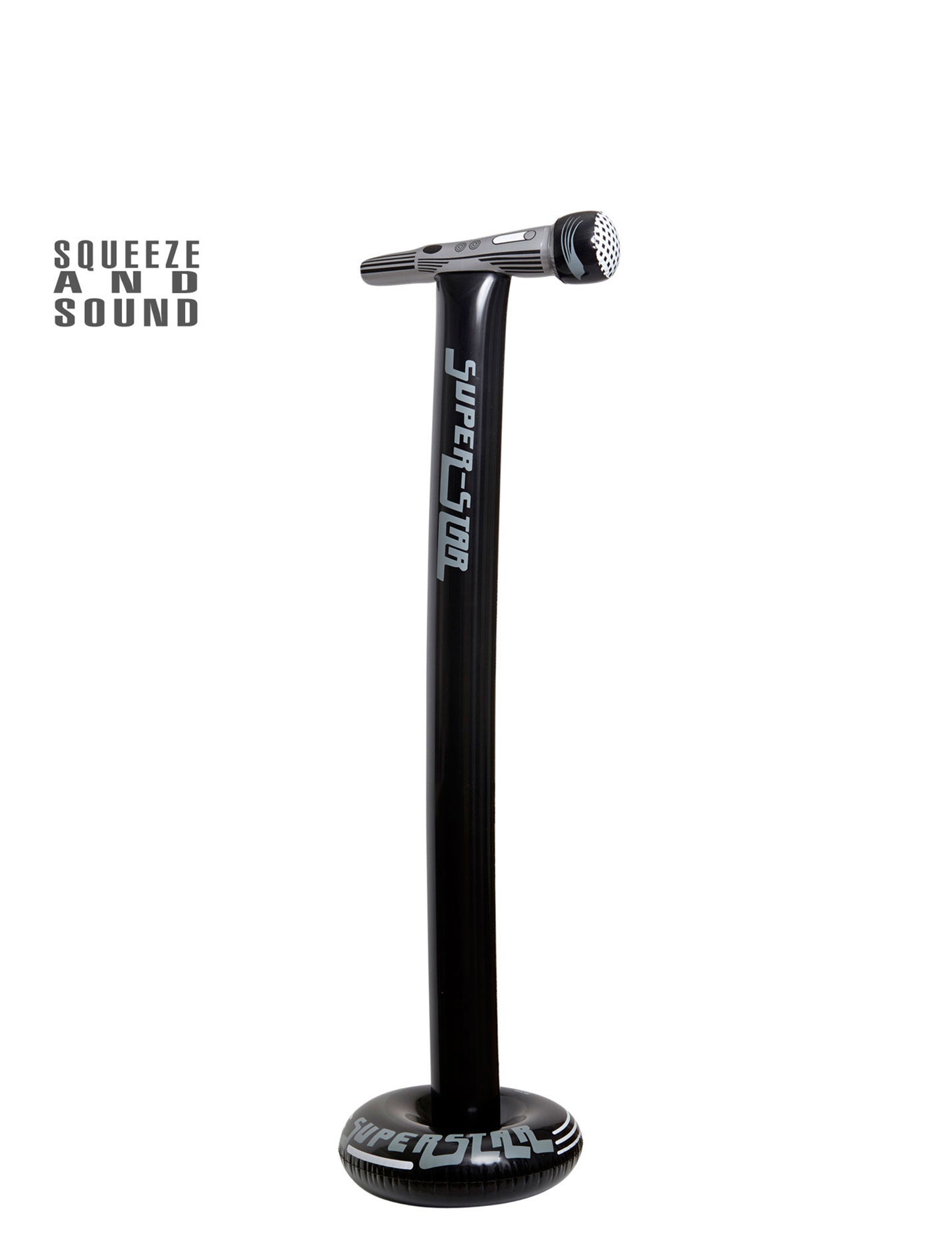 Micro sur pied gonflable superstar pour adulte noir et gris avec effet sonore
