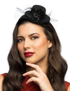 Mini chapeau pour femme noir avec rose et voile