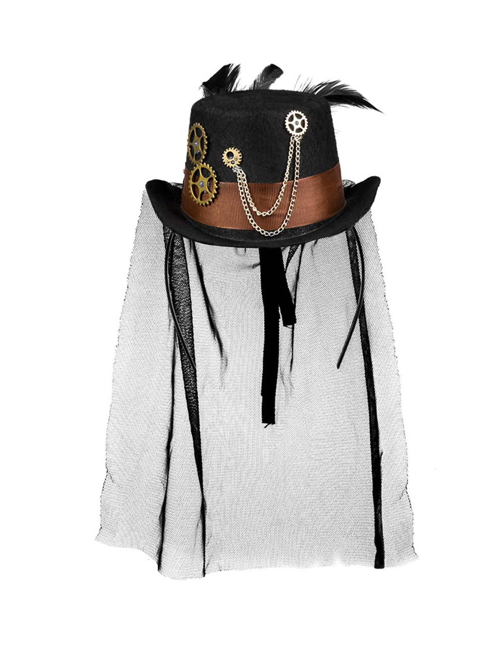 Musta steampunk-naisten minihatun huntu
