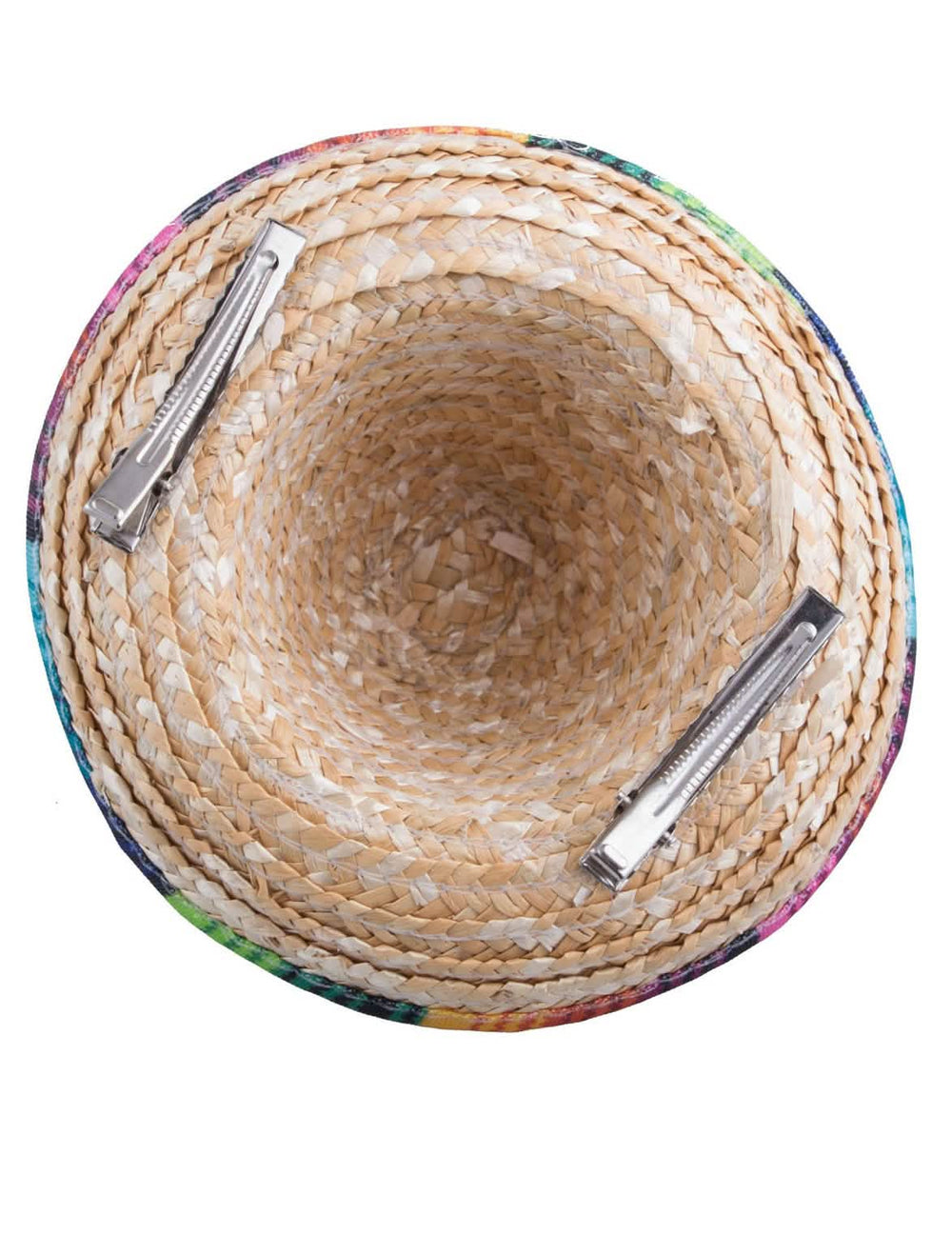 Vue de l'intérieur du mini sombrero coloré avec barrettes