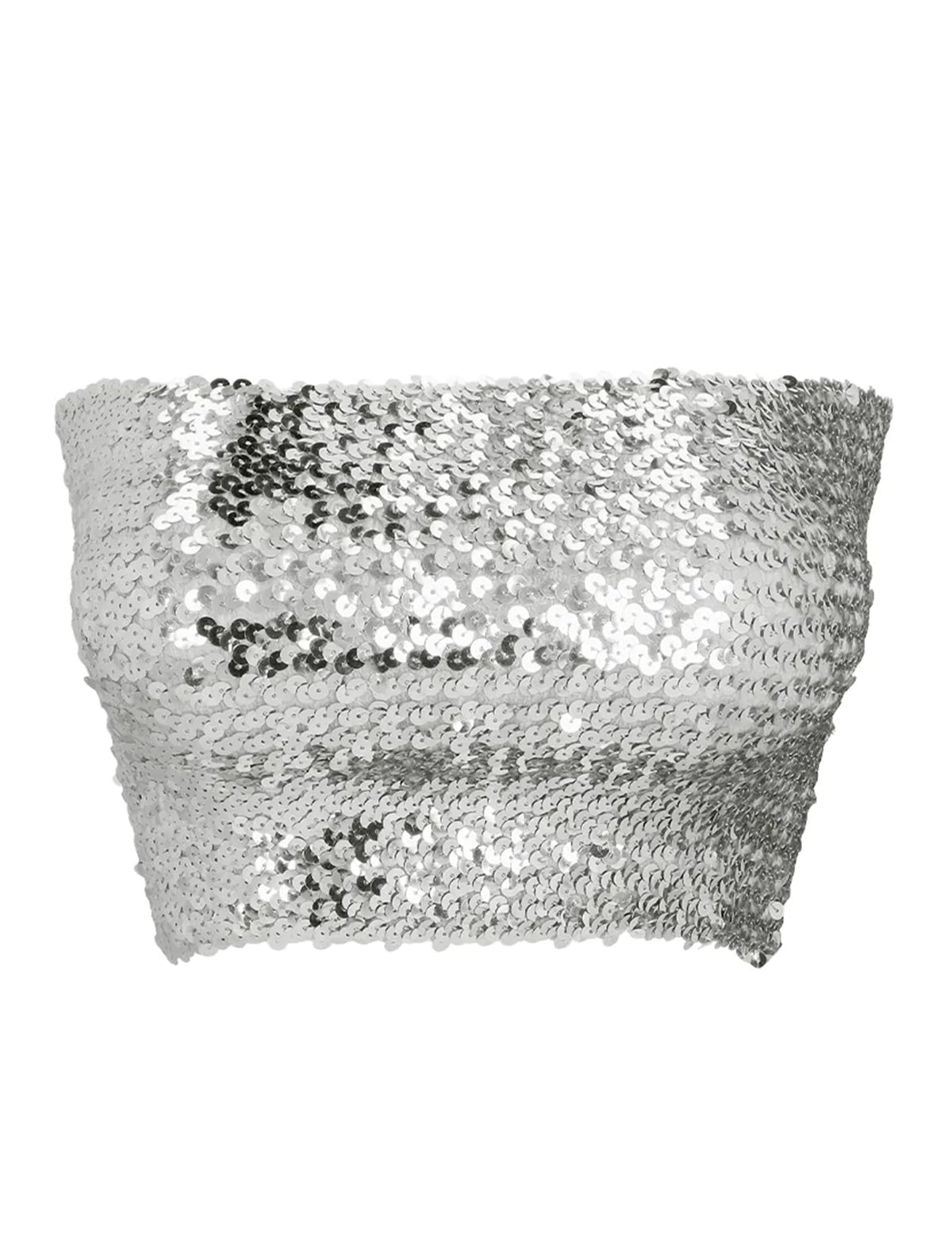 Gros plan sur les sequins du mini top à sequins pour femme