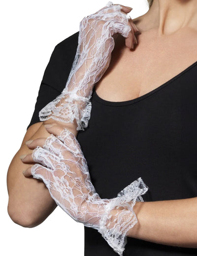 Mitaines en dentelle pour femme blanches
