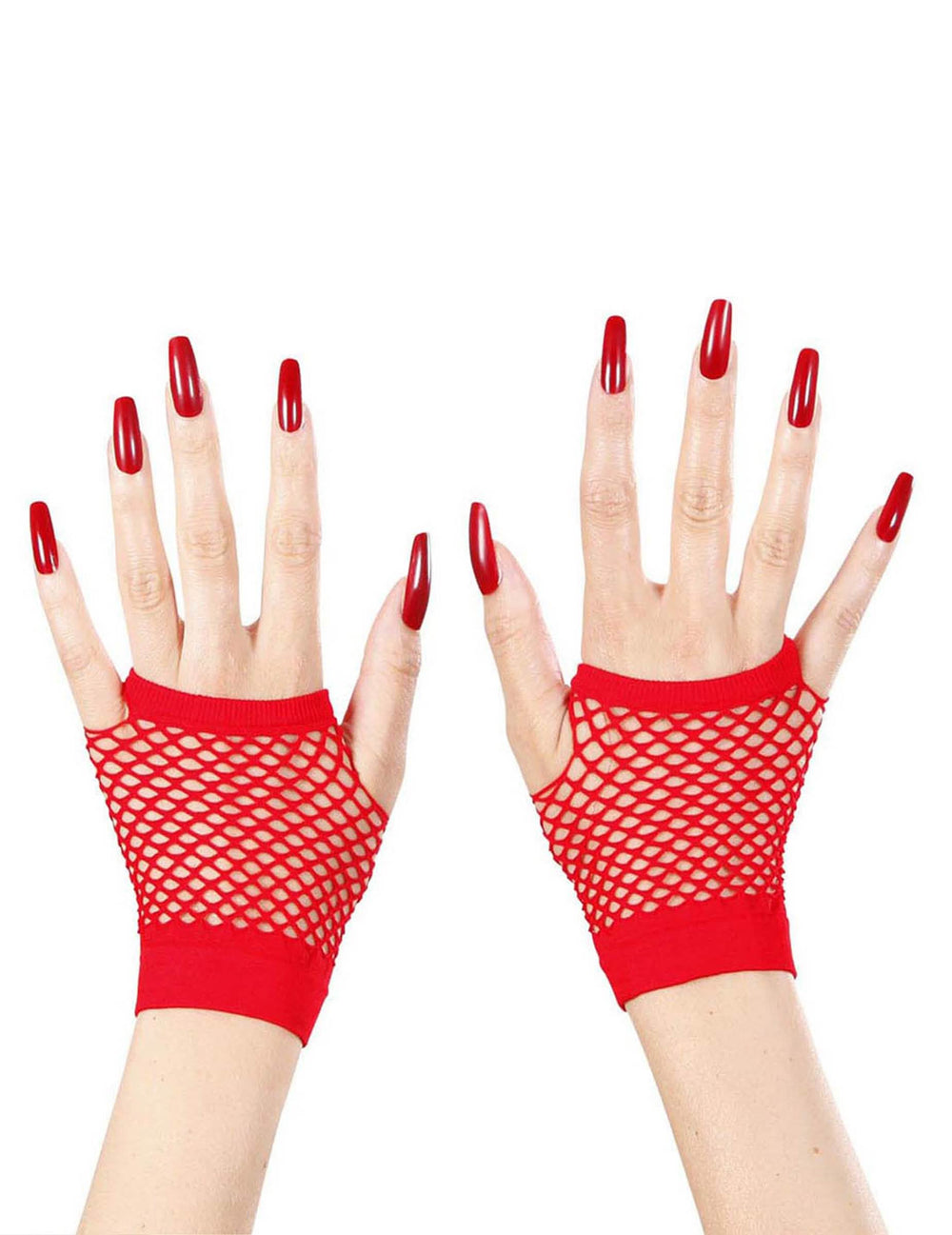 Mitaines courtes résille pour adulte rouges