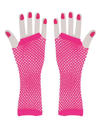 Vue de face de la paire de mitaines longues résille pour femme