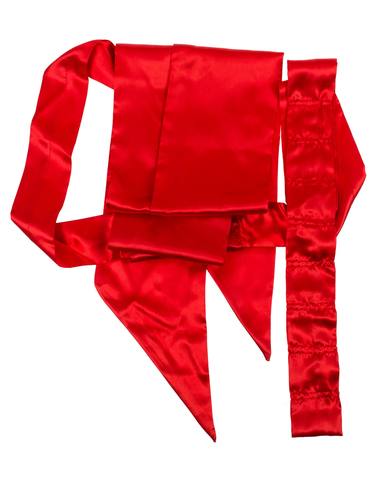 Détail des rubans en satin du nœud coquin pour femme rouge