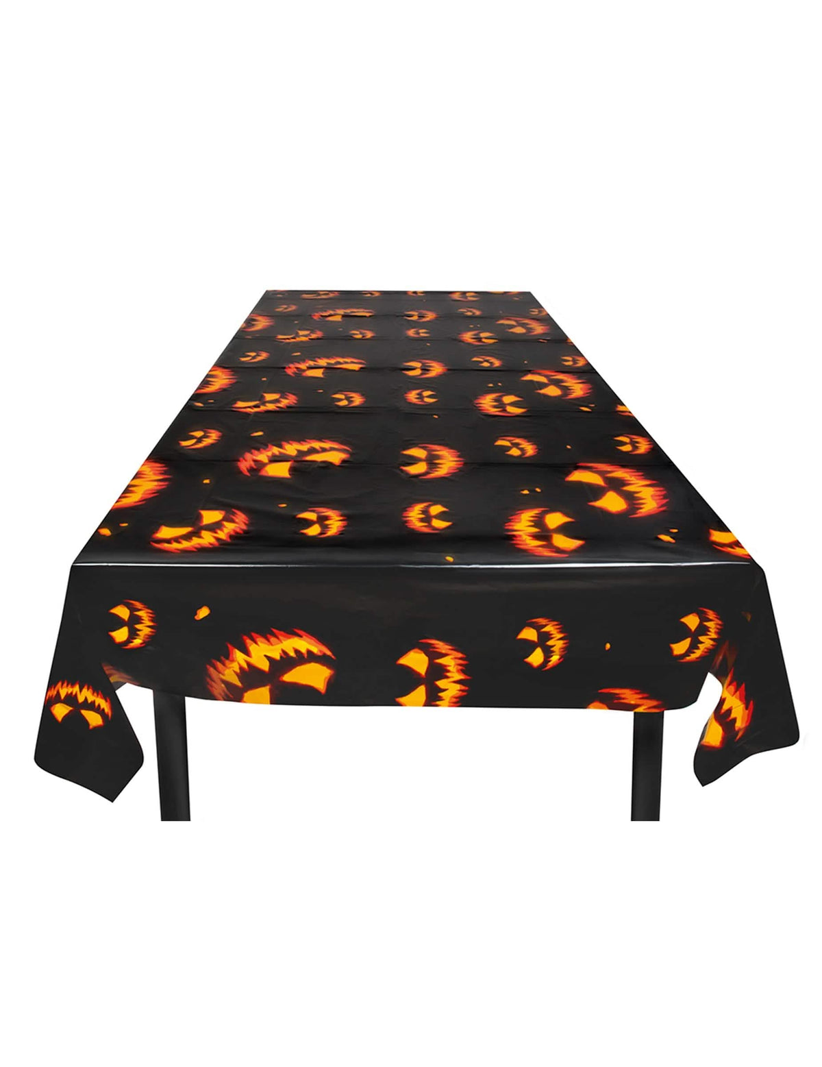 Pelottava halloween-kurpitsat-pöytäliina musta ja oranssi