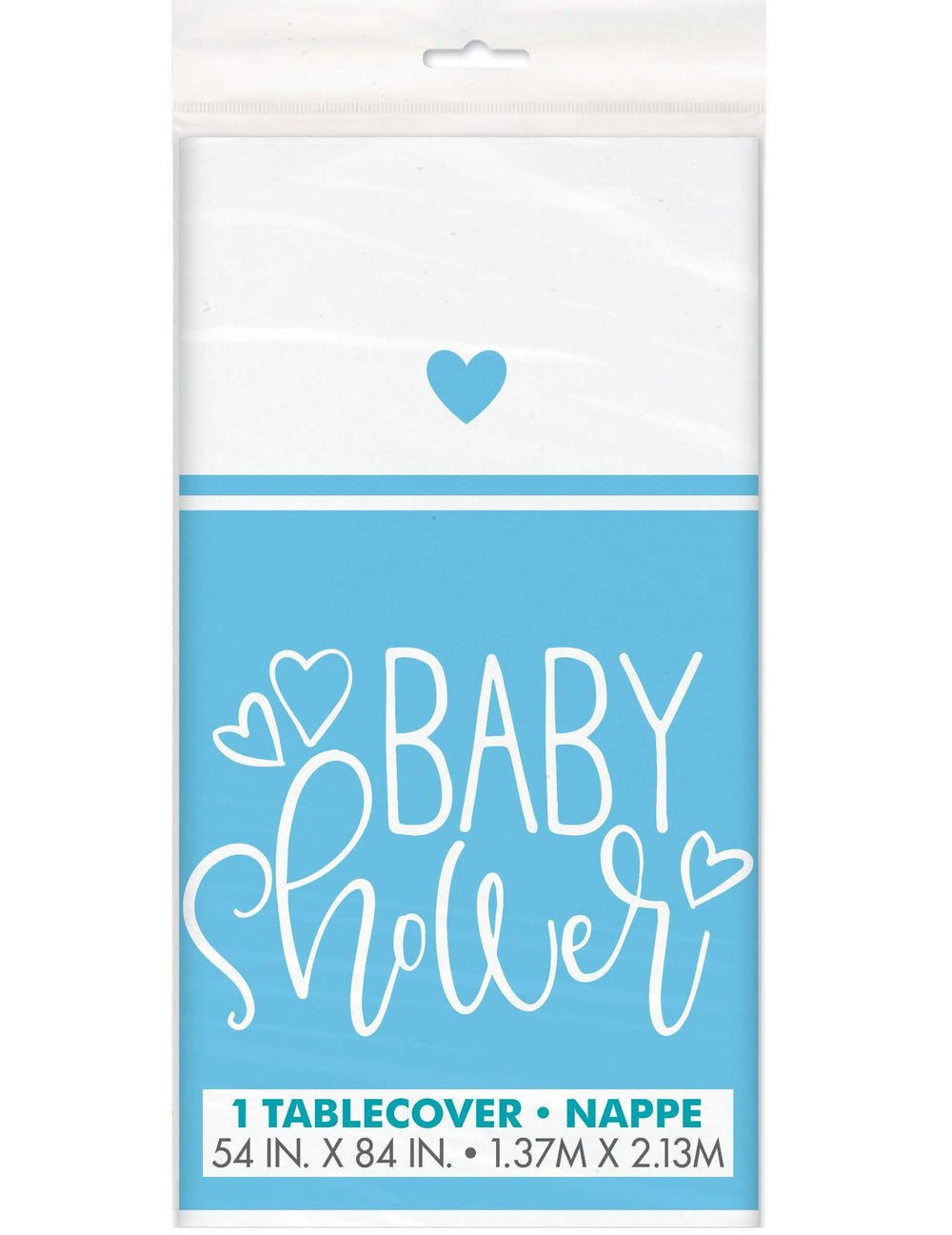Nappe en plastique Baby Shower pour fête bleue et blanche