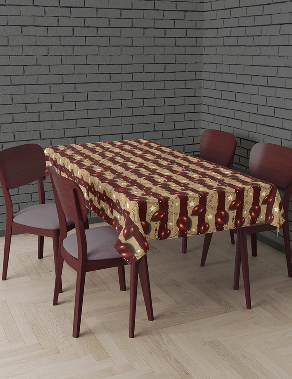 Mise en situation sur une table de la nappe en plastique circus terrifiant