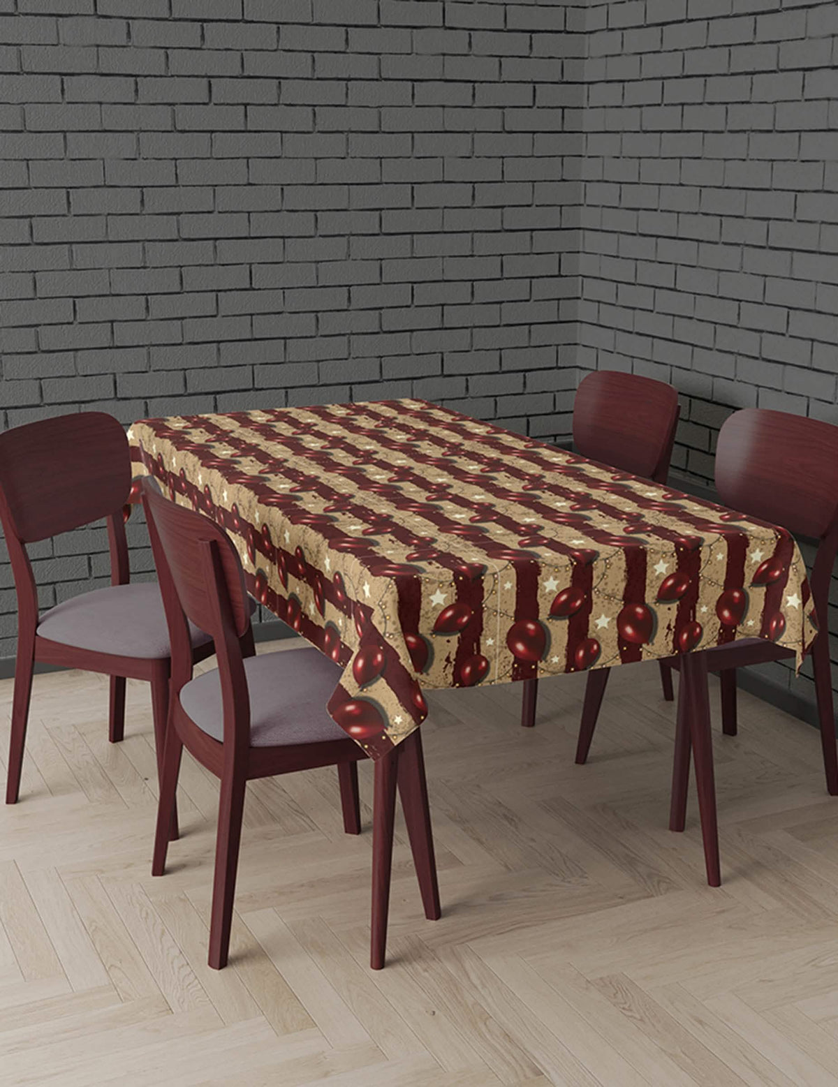 Mise en situation sur une table de la nappe en plastique circus terrifiant