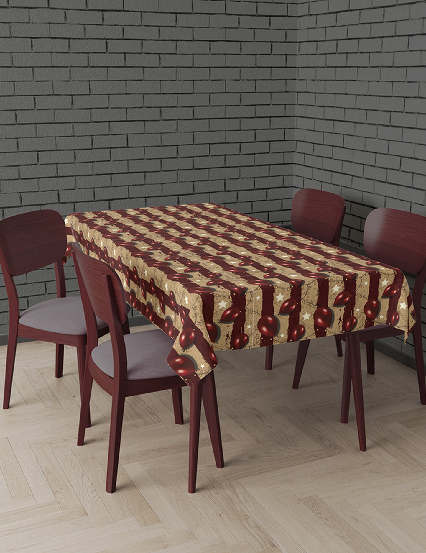 Mise en situation sur une table de la nappe en plastique circus terrifiant