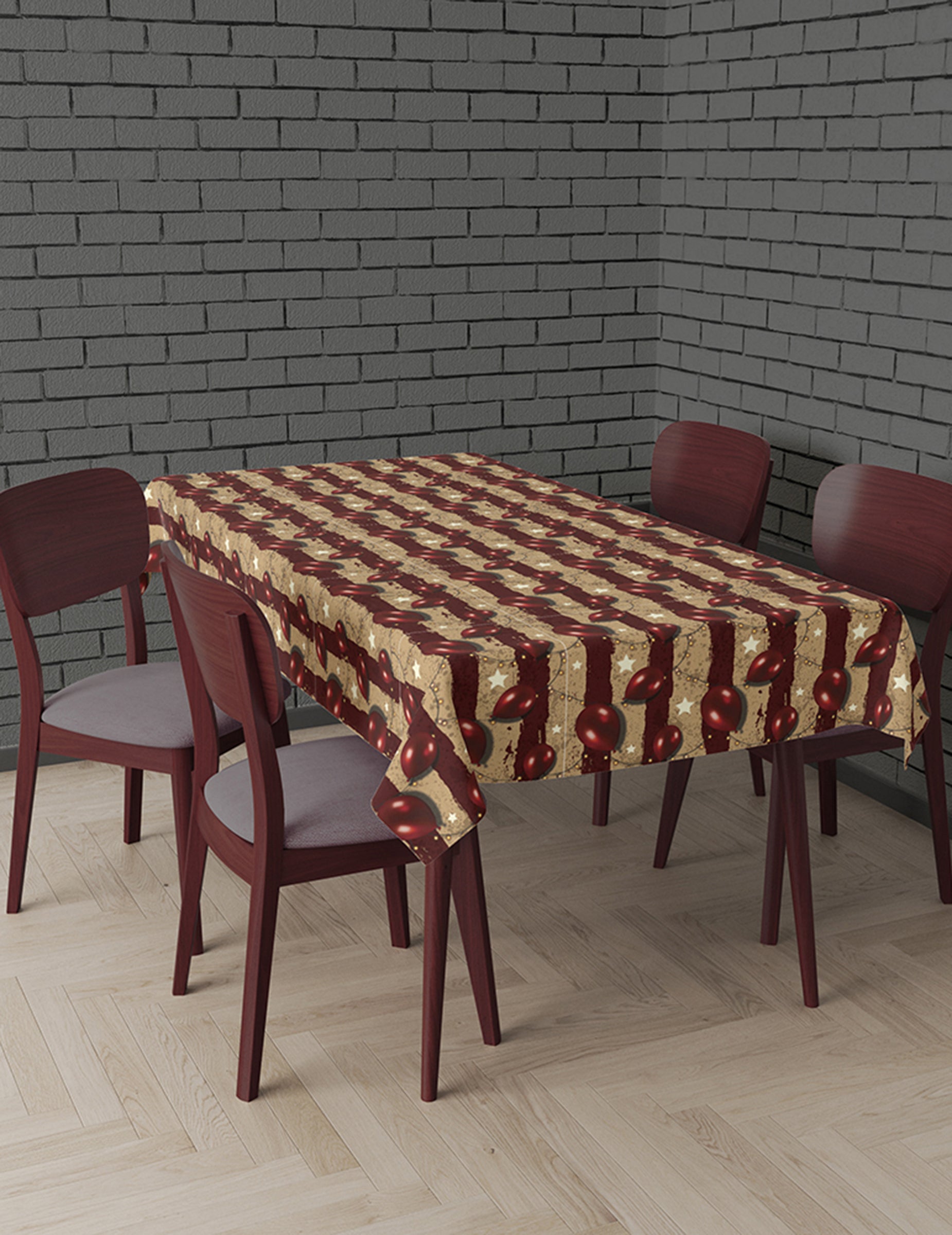 Mise en situation sur une table de la nappe en plastique circus terrifiant