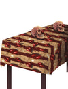 Nappe en plastique circus terrifiant pour Halloween beige et rouge à rayures avec motifs ballons et étoiles