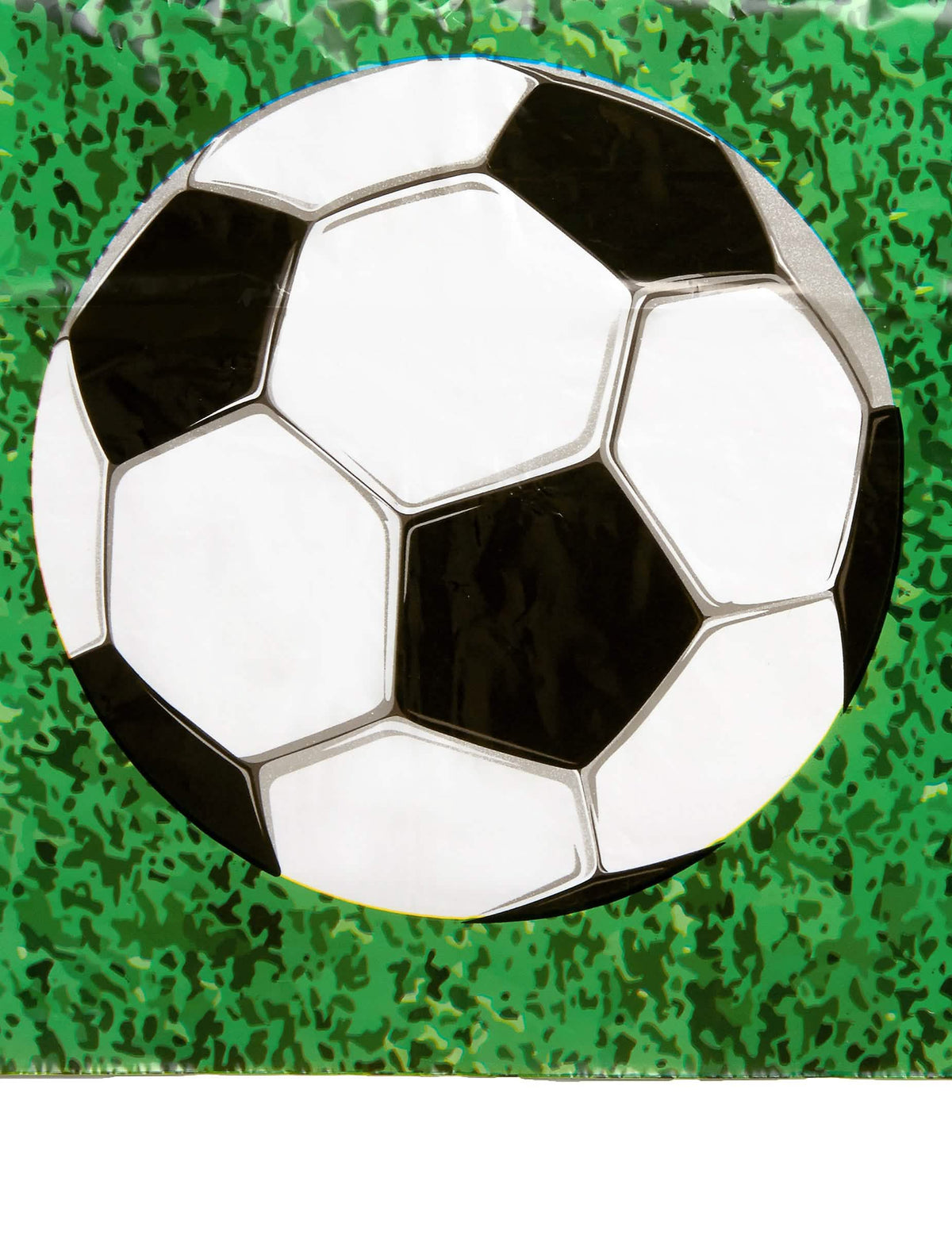 Lähikuva jalkapallon kuviosta muovisessa Football-pöytäliinassa