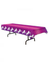 Nappe en plastique licorne pour fête violette avec silhouettes blanches