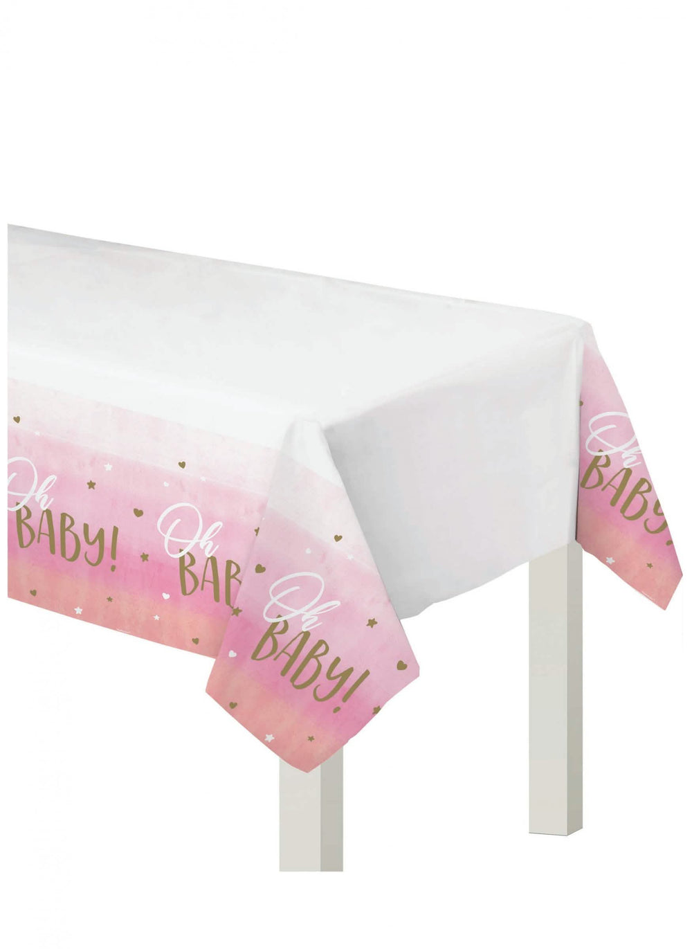 Nappe en plastique Oh Baby pour baby shower rose et or