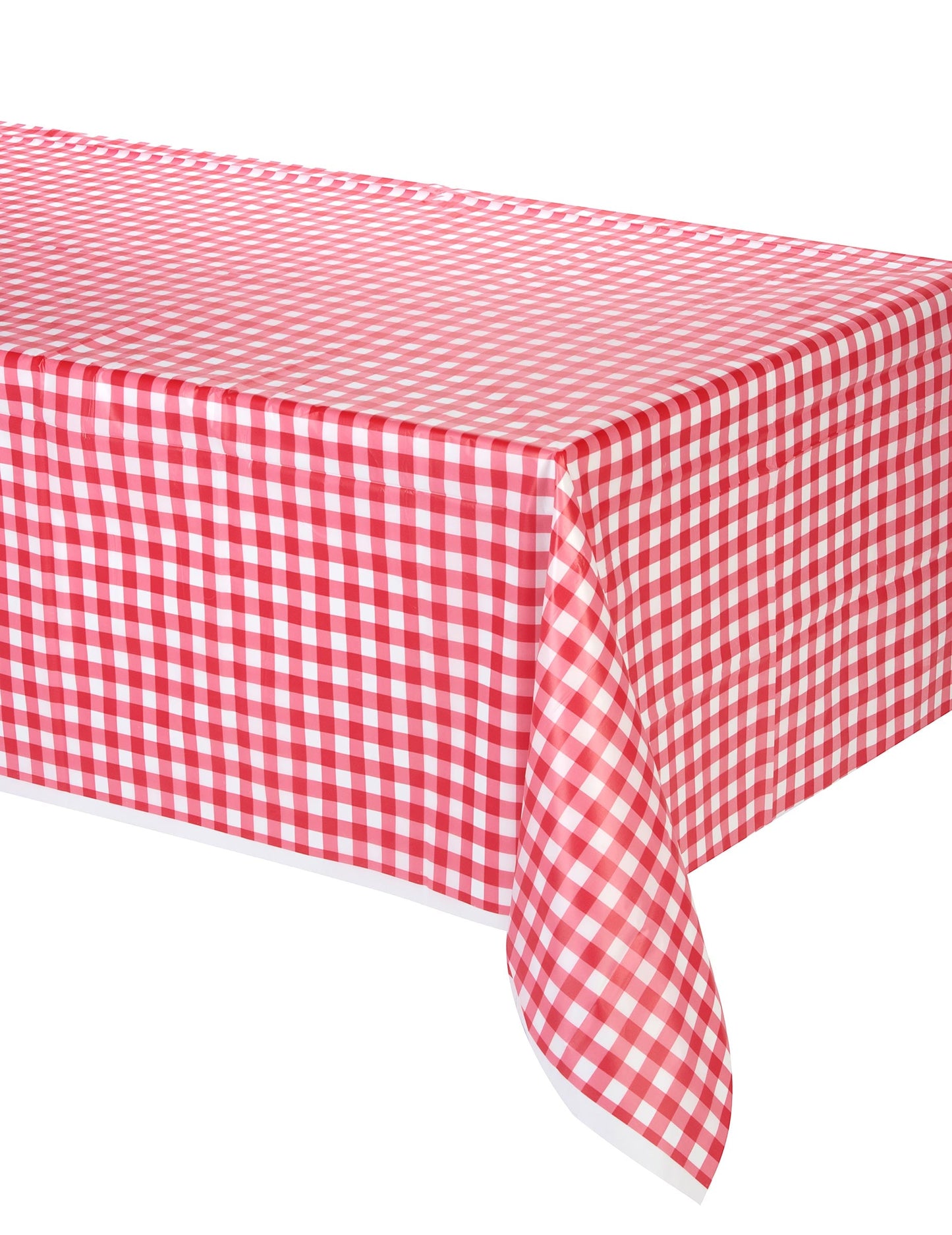 Nappe en plastique vichy rouge et blanc