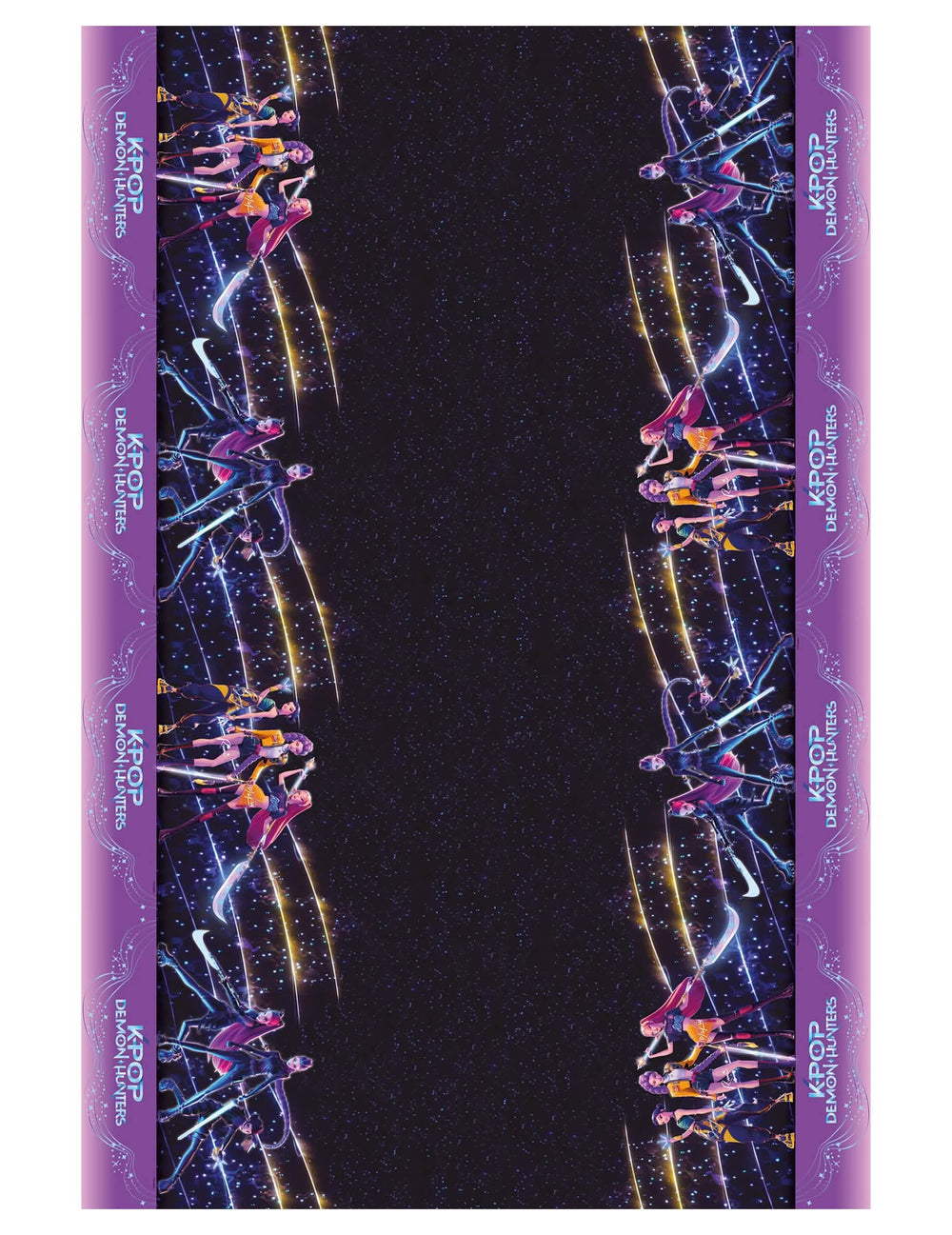 Nappe plastique K-pop Demon Hunters pour fête violette et noire avec personnages