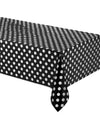 Nappe plastique à pois blancs pour fête noire rectangulaire