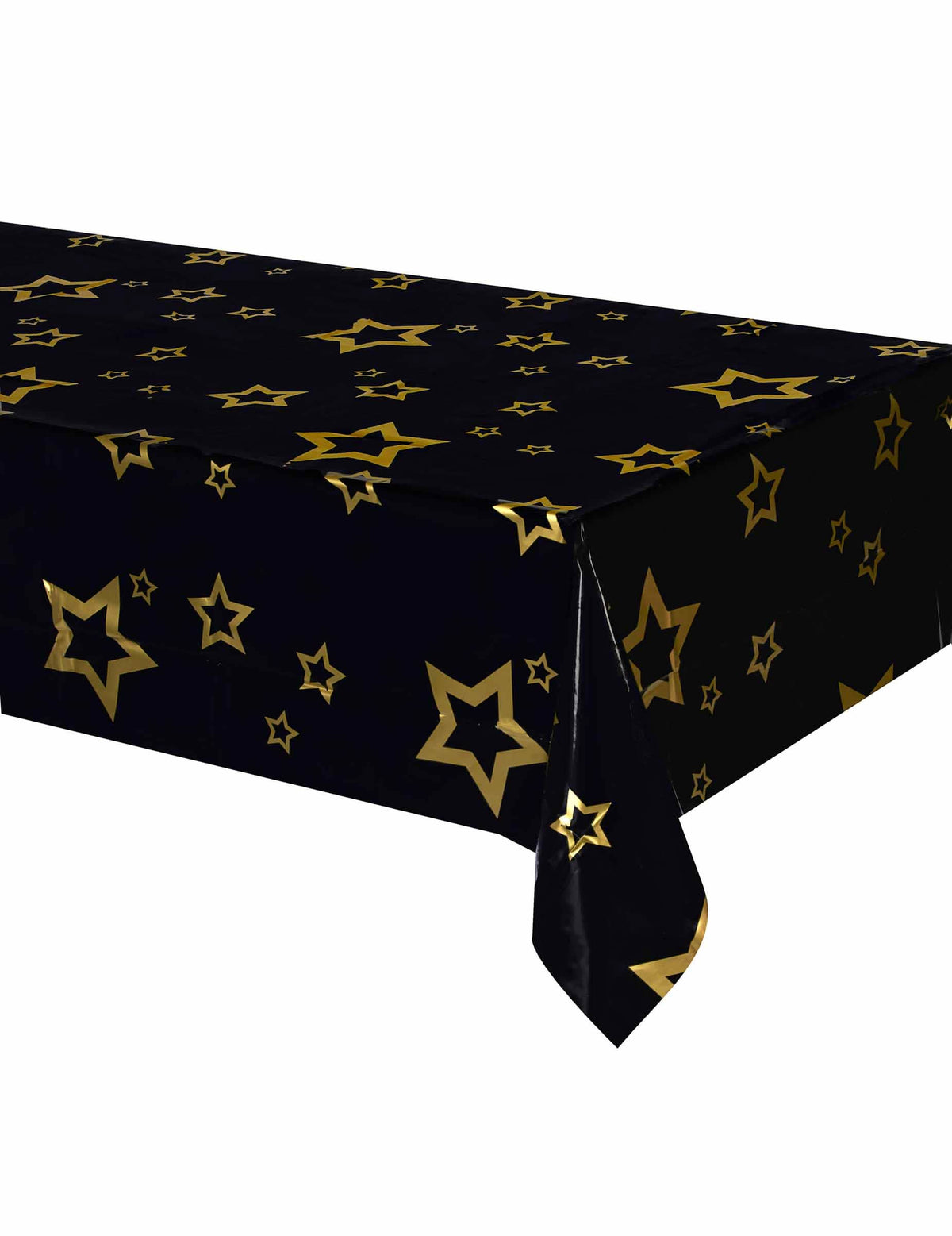 Nappe plastique VIP noire avec étoiles dorées