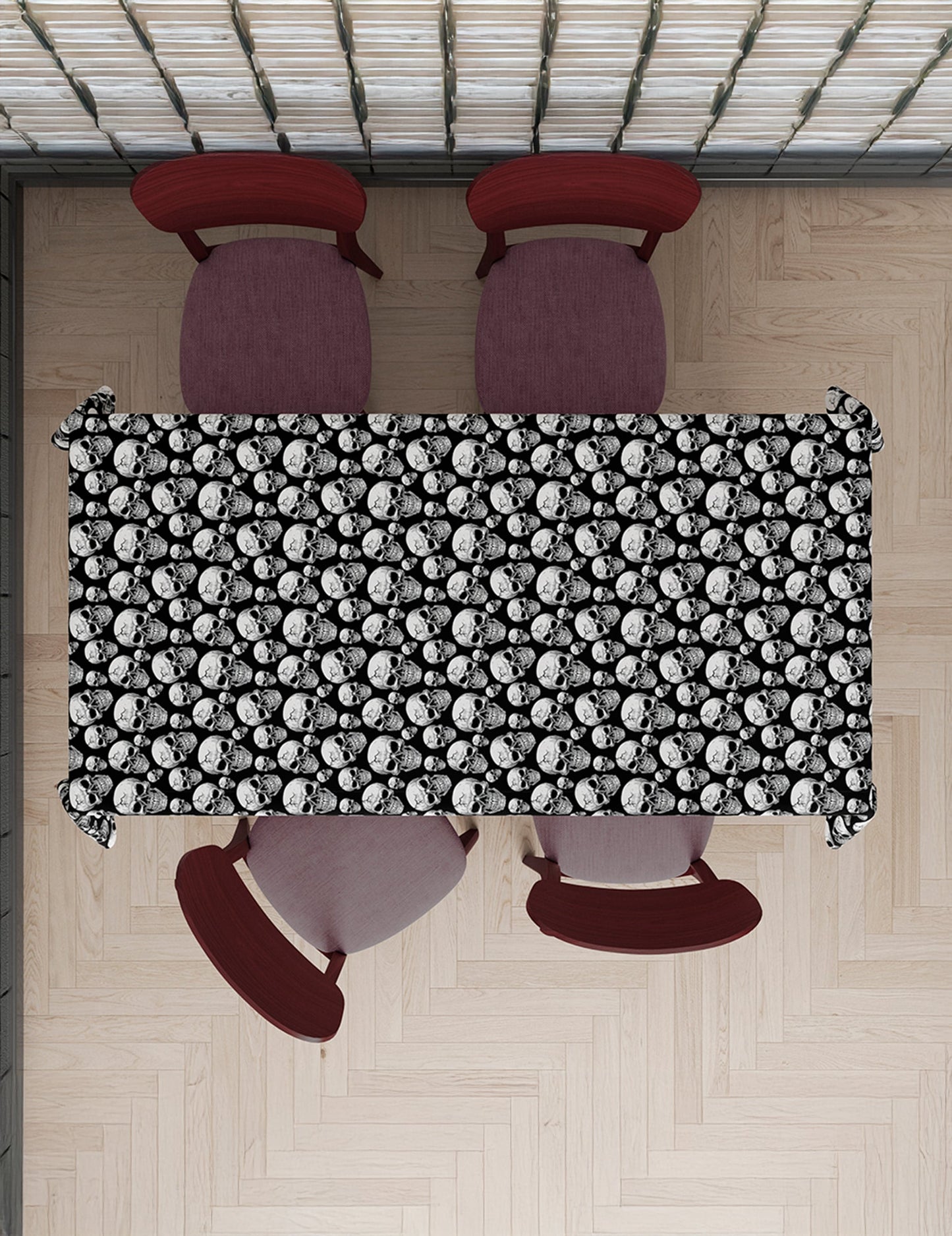 Vue de dessus de la nappe tête de mort