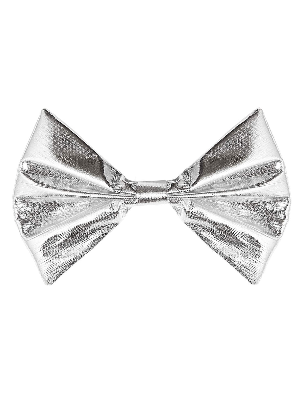 Gros plan sur la texture du noeud papillon argenté pour adulte