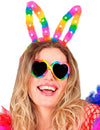 Oreilles de lapin arc-en-ciel pour femme lumineuses