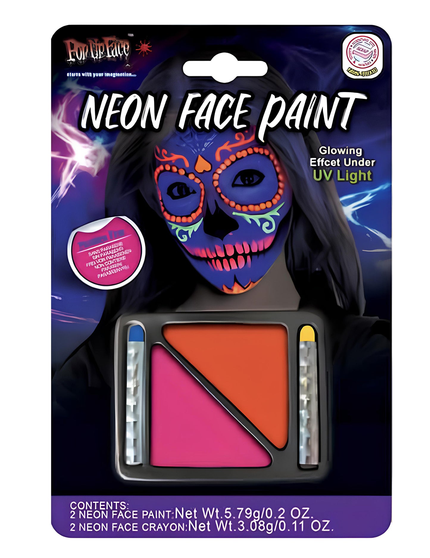 Palette de maquillage néon pour adulte rose et orange fluorescente